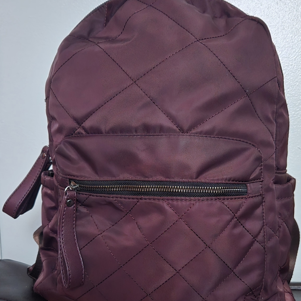 SOL AND SELENE, Purple Quilted Backpack with Smooth Fabric